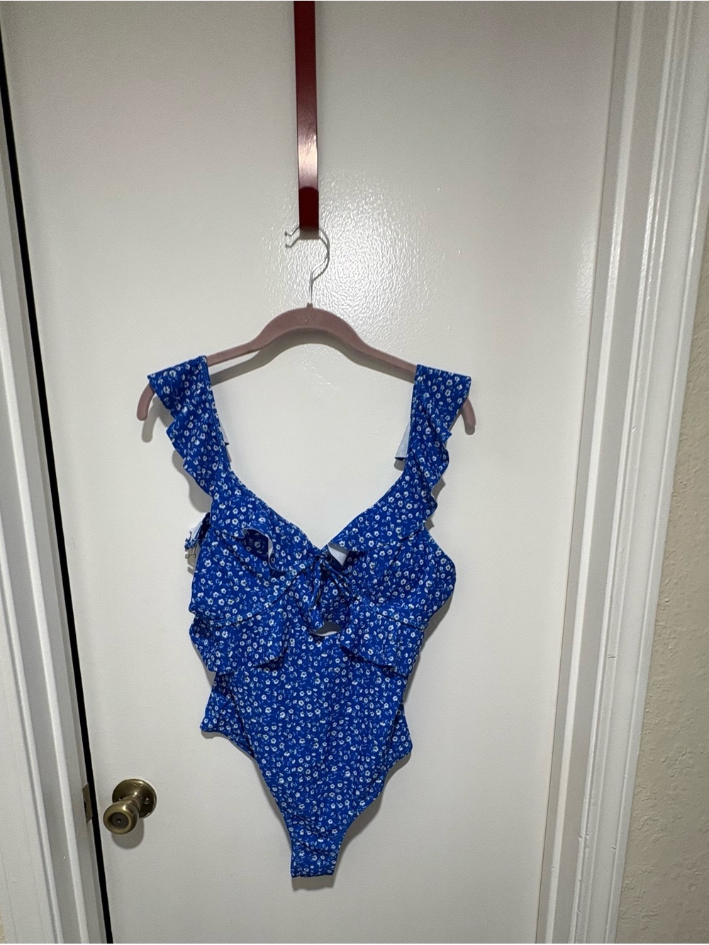 Blue Floral Ruffle One-Piece Swimsuit